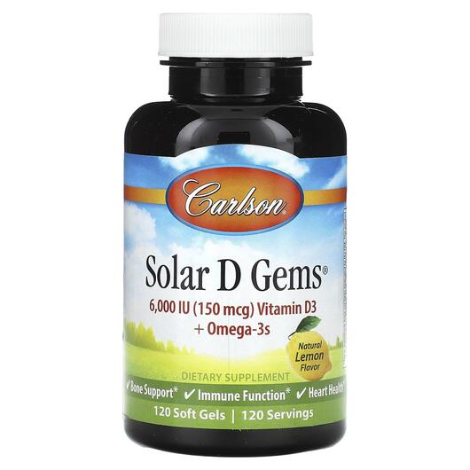 Основне фото товара Solar D Gems 6000 IU 150 mcg Vitamin D3 + Omega-3s, Вітамін D3, 1