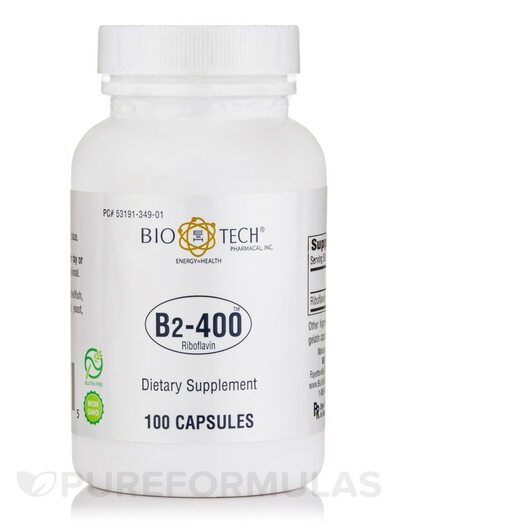 Основное фото товара Витамин B2 Рибофлавин, B2-400 Riboflavin, 100 капсул