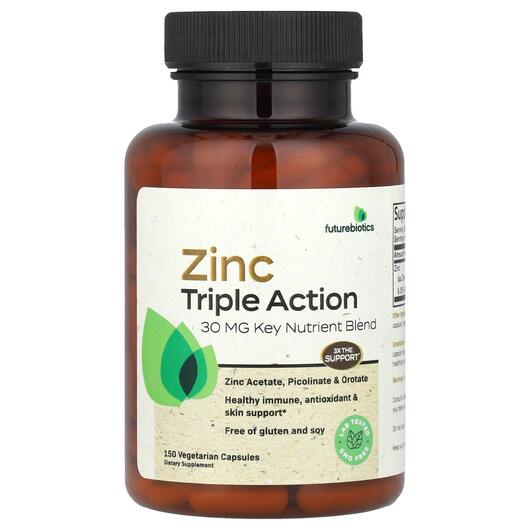 Основное фото товара Future Biotics, Цинк 30 мг, Zinc Triple Action, 150 капсул