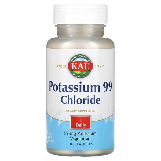 Основное фото товара KAL, Калий Хлорид 99 мг, Potassium 99 Chloride, 100 таблеток