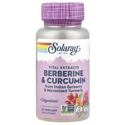 Основное фото товара Solaray, Берберин, Berberine & Curcumin Root Extracts, 60 кап