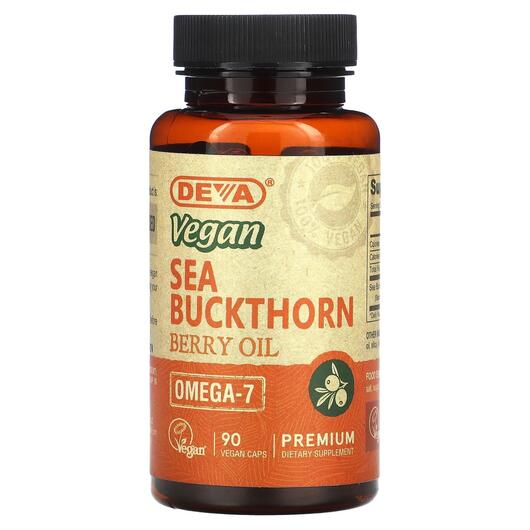Основное фото товара Deva, Облепиха, Vegan Sea Buckthorn Berry Oil, 90 капсул