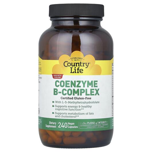 Основное фото товара Country Life, B-комплекс, Coenzyme B-Complex Caps, 240 капсул