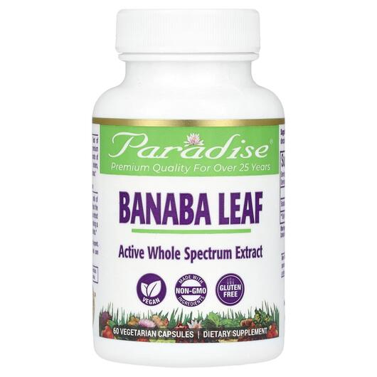 Основное фото товара Paradise Herbs, Экстракт листьев банабы, Banaba Leaf, 60 капсул