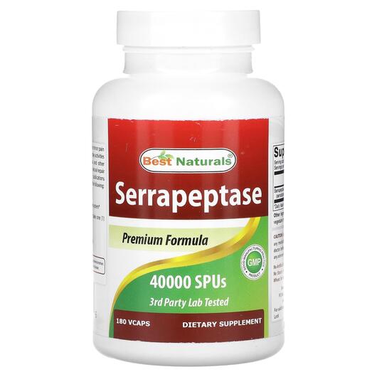 Основное фото товара Best Naturals, Серрапептаза, Serrapeptase 40000 SPUs, 180 VCAPS