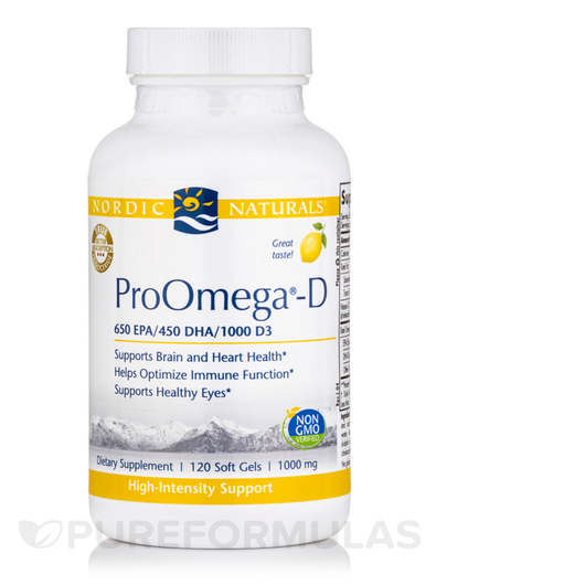 Основное фото товара Nordic Naturals, Омега 3, ProOmega-D 1000 mg Lemon, 120 капсул