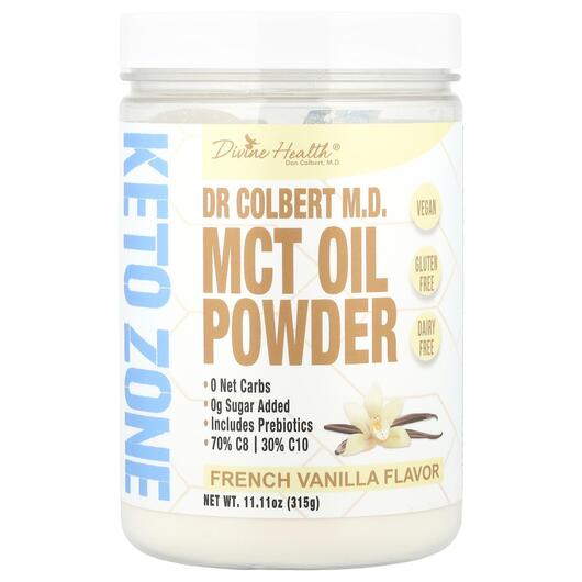 Основное фото товара Dr Colbert M.D. MCT Oil Powder French Vanilla, МСТ Триглицериды, 