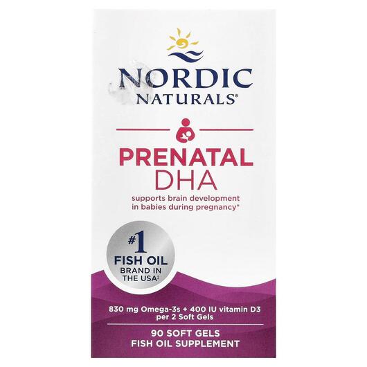 Основное фото товара Nordic Naturals, Пренатальная ДГК 500 мг, Prenatal DHA, 90 капсул
