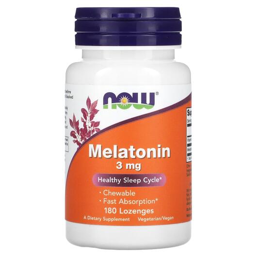 Основное фото товара NOW, Мелатонин 3 мг, Melatonin Lozenges, 180 леденцов