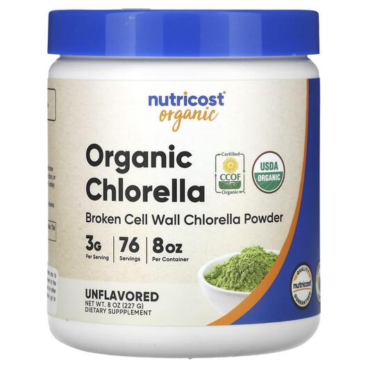 Основное фото товара Nutricost, Хлорелла, Organic Chlorella Unflavored, 227 г