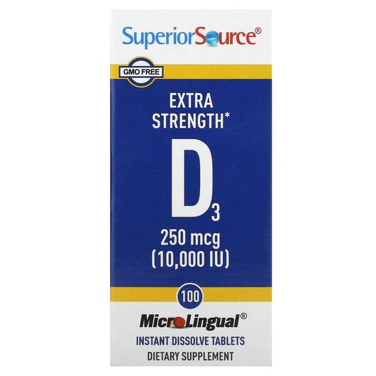 Основне фото товара Extra Strength D3 250 mcg 10000 IU, Вітамін D3, 100 таблеток