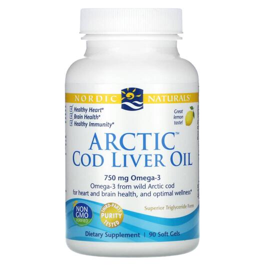 Основное фото товара Arctic Cod Liver Oil, Масло печени трески Лимон 1000 мг, 90 капсу