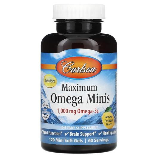 Основное фото товара Maximum Omega Minis Natural Lemon Flavor, Омега 3, 120 мини-капсу