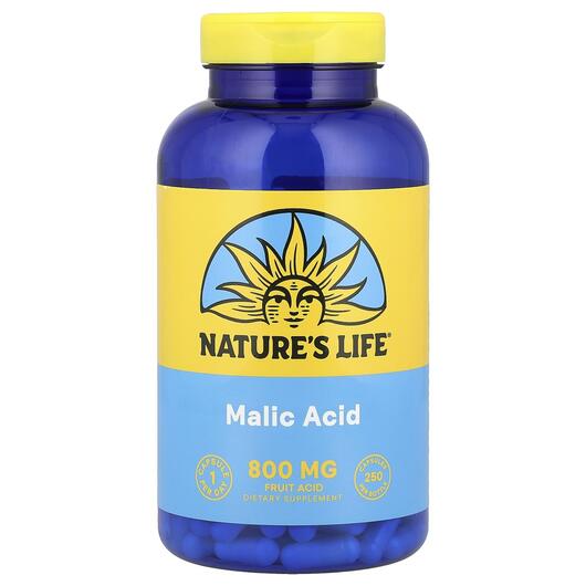Основное фото товара Natures Life, Яблучная кислота, Malic Acid 800 mg, 250 капсул