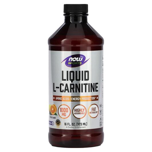 Основное фото товара NOW, L-Карнитин 1000 мг Жидкий Цитрус, L-Carnitine Liquid, 473 мл