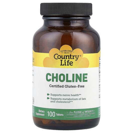 Основное фото товара Country Life, Холин, Choline 100, 100 таблеток
