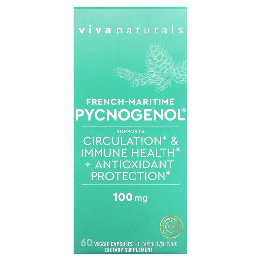 Основное фото товара Viva Naturals, Пикногенол, French-Maritime Pycnogenol, 60 капсул