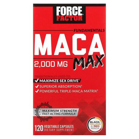 Основное фото товара Force Factor, Мака, Fundamentals Maca Max 500 mg, 120 капсул