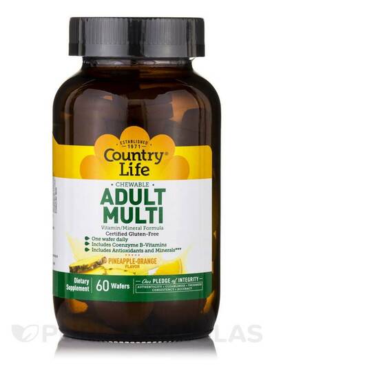 Основное фото товара Chewable Adult Multi Pineapple Orange Flavor, Мультивитамины, 60 