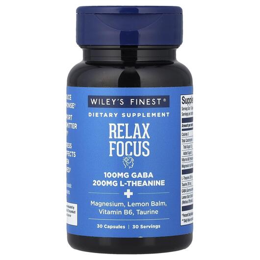 Основное фото товара Wiley's Finest, Поддержка мозга, Relax Focus, 30 капсул