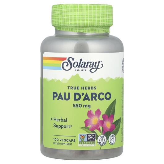 Основное фото товара Solaray, Пау Дарко 550 мг, Pau D'Arco 550 mg, 100 капсул