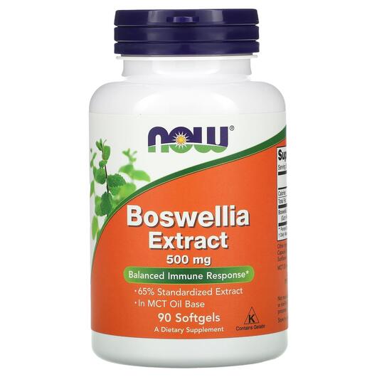 Основное фото товара NOW, Босвеллия, Boswellia Extract 500 mg, 90 капсул