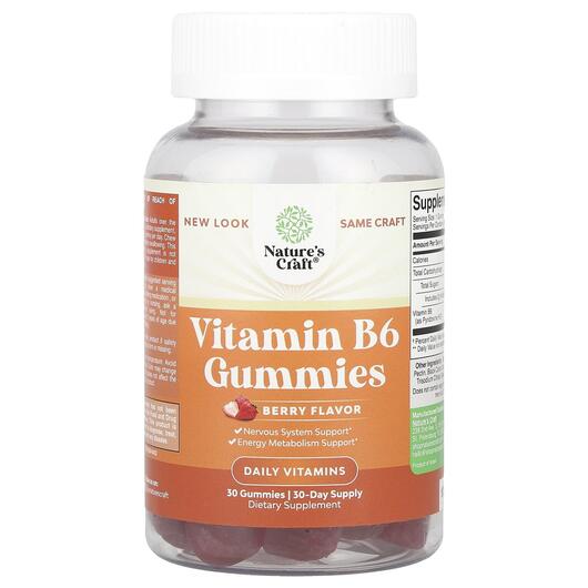 Основное фото товара Nature's Craft, Витамин B, Vitamin B6 Gummies Berry, 30 табл