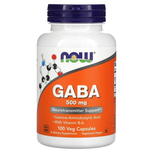Основное фото товара NOW, ГАМК, GABA 500 mg, 100 капсул
