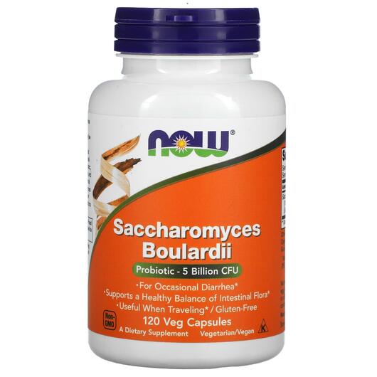 Основное фото товара NOW, Сахаромицеты, Saccharomyces Boulardii, 120 капсул