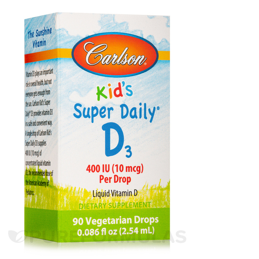 Основное фото товара Carlson, Витамин D3, Kid's Super Daily D3 400 IU 10 mcg, 2.5