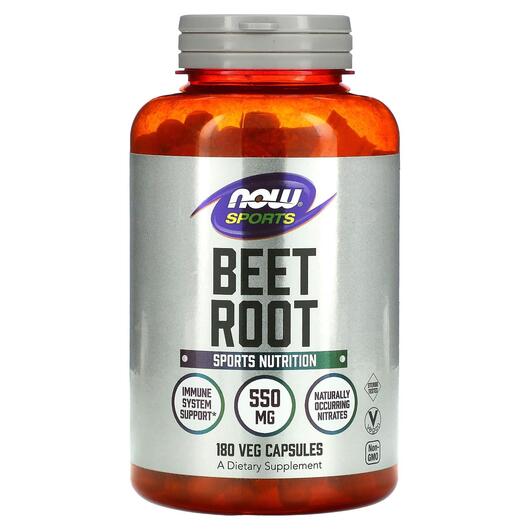 Основное фото товара NOW, Красная свекла 550 мг, Sports Beet Root 550 mg, 180 капсул