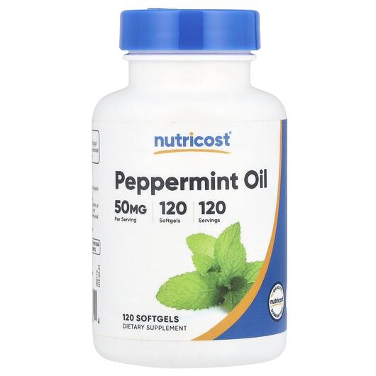 Основное фото товара Nutricost, Мята перечная Масло, Peppermint Oil 50 mg, 120 капсул