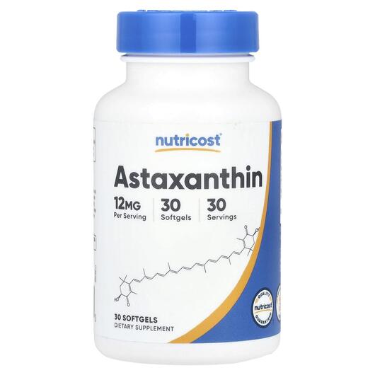 Основное фото товара Nutricost, Астаксантин, Astaxanthin 12 mg, 30 капсул