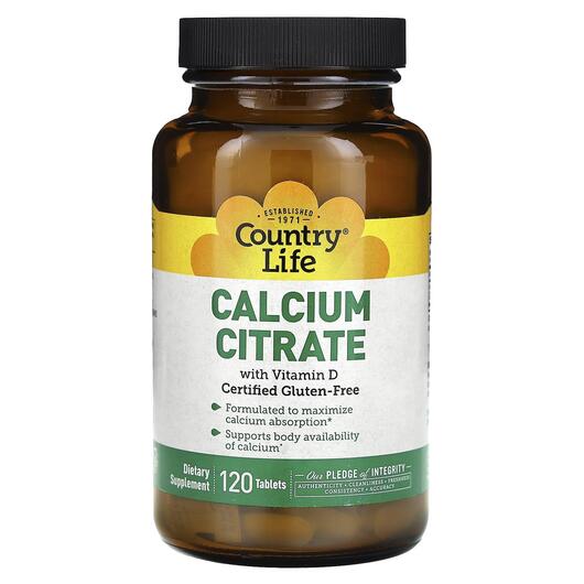 Основное фото товара Country Life, Цитрат кальция с D3, Calcium Citrate, 120 таблеток