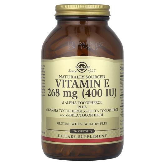 Основное фото товара Витамин Е 268 мг 400 МЕ, Vitamin E 268 mg 400 IU, 250 капсул