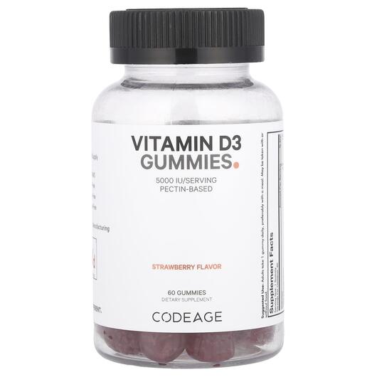 Основне фото товара Vitamin D3 Gummies Non-GMO Pectin Based Strawberry, Вітамін D3, 6