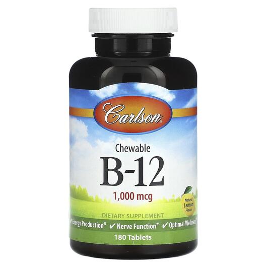 Основное фото товара Chewable B-12 Natural Lemon 1000, Витамин B12 Кобаламин, 180 табл