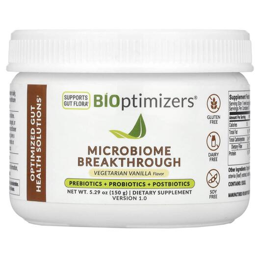 Основное фото товара BiOptimizers, Пребиотики, Microbiome Breakthrough, 150 г