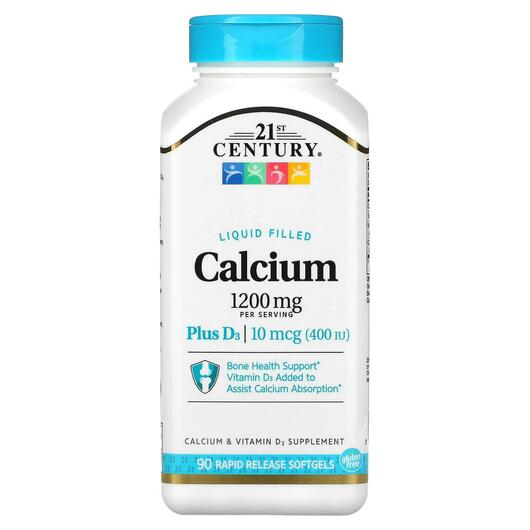Основное фото товара Liquid Filled Calcium 1200 mg + D3, Кальций 1200 мг с D3, 90 капс