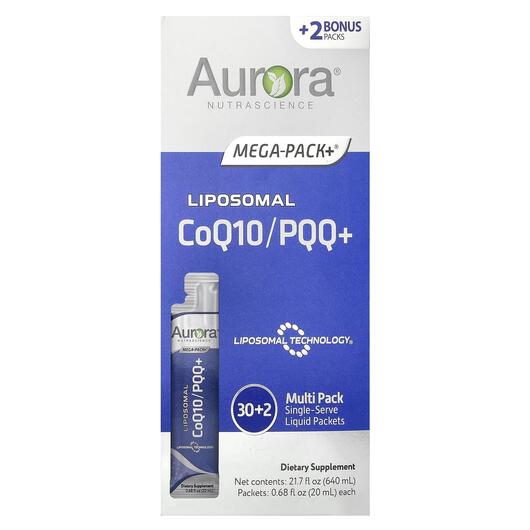 Основное фото товара Aurora Nutrascience, Коэнзим CoQ10, Liposomal CoQ10/PQQ+, 32 шт