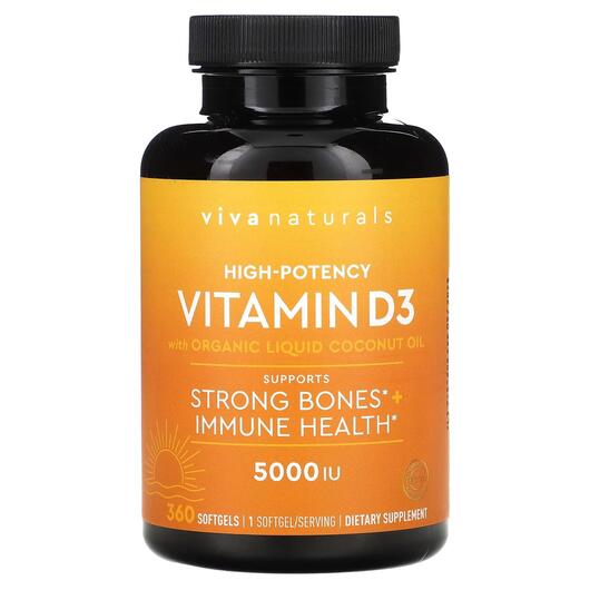 Основне фото товара Vitamin D3 with Organic Coconut Oil, Вітамін D3, 360 капсул