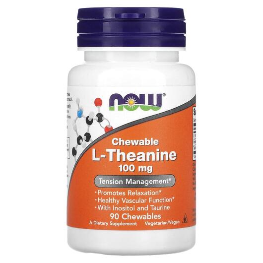 Основное фото товара NOW, L-Теанин 100 мг, L-Theanine 100 mg, 90 таблеток