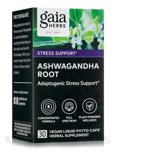 Основное фото товара Gaia Herbs, Ашваганда, Ashwagandha Root, 30 капсул