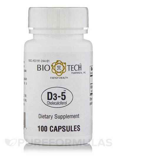 Основне фото товара Tech Pharmacal, D3-5 Cholecalciferol, Вітамін D3, 100 капсул