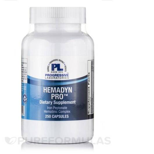 Основне фото товара Progressive Labs, Hemadyn Pro, Пептонат заліза, 250 капсул