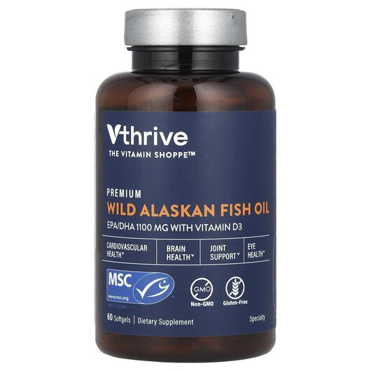 Основное фото товара Vthrive, Омега 3, Premium Wild Alaskan Fish Oil, 60 капсул