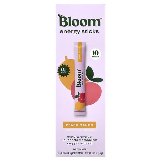 Основное фото товара Энергетический напиток, Energy Sticks Peach Mango, 10 Stick Packs