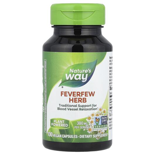 Основное фото товара Пиретрум 380 мг, Feverfew Herb 380 mg 100 Vegan, 100 капсул