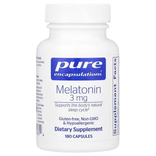 Основное фото товара Pure Encapsulations, Мелатонин, Melatonin 3 mg, 180 капсул
