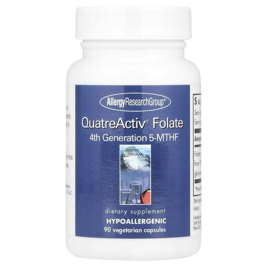 Основное фото товара Метилфолат, QuatreActiv Folate 4th Generation 5-MTHF, 90 капсул
